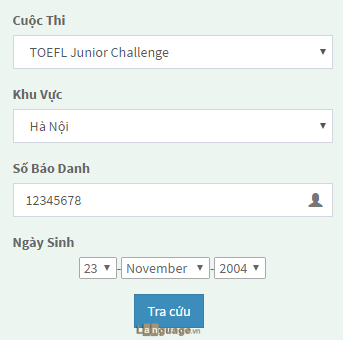 Nhấn Tra cứu để xem kết quả thi Toeic Nhấn Tra cứu để xem kết quả thi Toeic