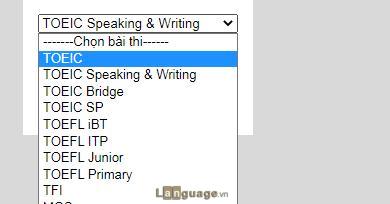 Lựa chọn cuộc thi Toeic đã tham dự Lựa chọn cuộc thi Toeic đã tham dự
