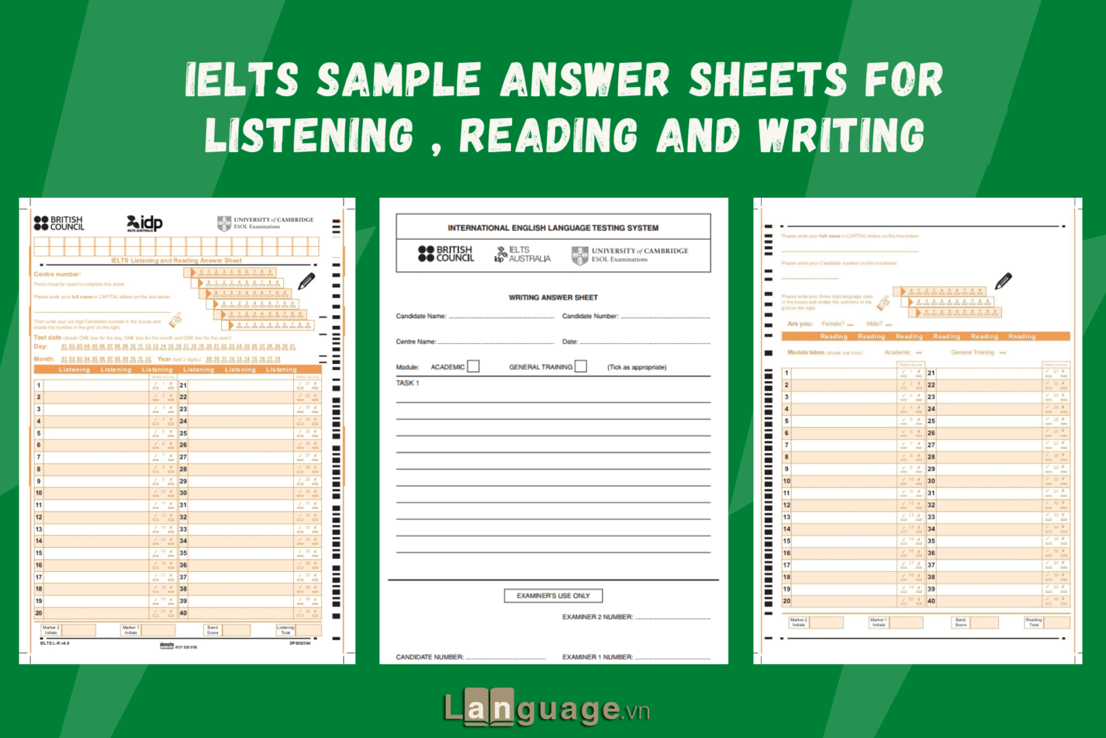 Hướng dẫn sử dụng IELTS Answer Sheet IELTS Answer Sheet